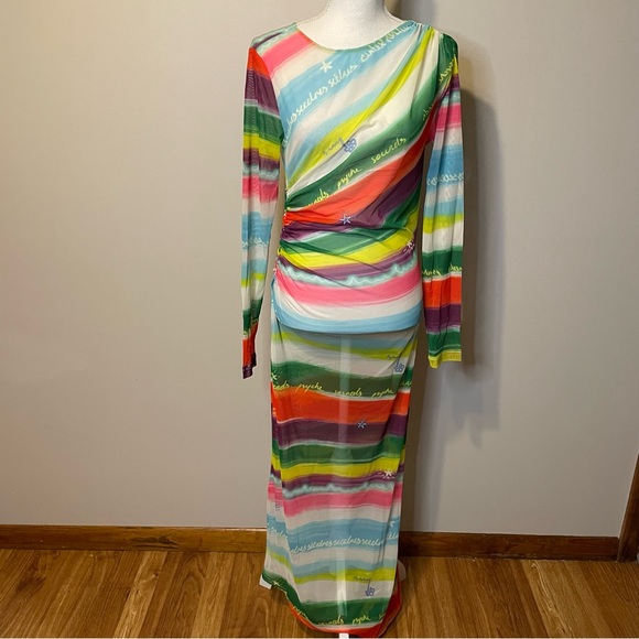 SIEDRES Hera Watercolor Striped Sheer Maxi Dress - Picture 4 of 9